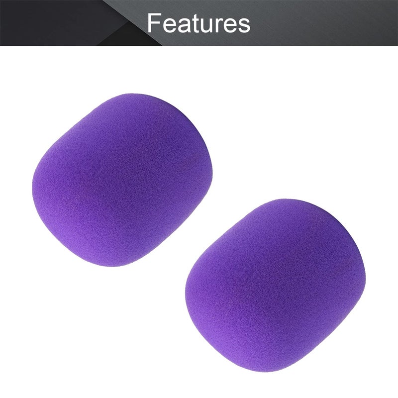 Fielect 2Pcs Microphone Cover Sponge Foam Mic Cover Handheld Microphone Windscreen Shield Protection Micro Foam Filter Purple for KTV Broadcasting - Image 3